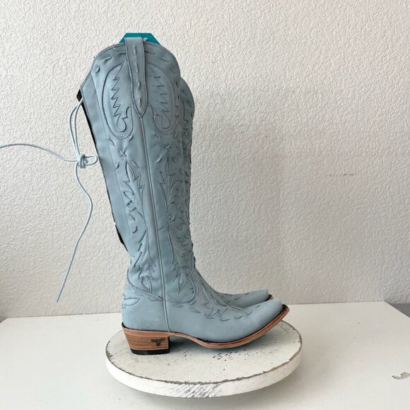 Lane Reverie Womens Cowboy Boots 6.5 Blue Suede Cowgirl Western Knee High Tall - Picture 2 of 13